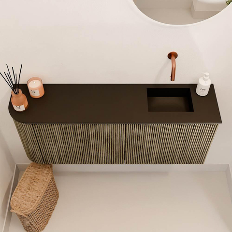 Mondiaz JOYA 101.6cm meuble de toilette - arrondi gauche couleur Dusk - Vasque FAYE position Droite Sans trou de robinet couleur Urban SW1421678