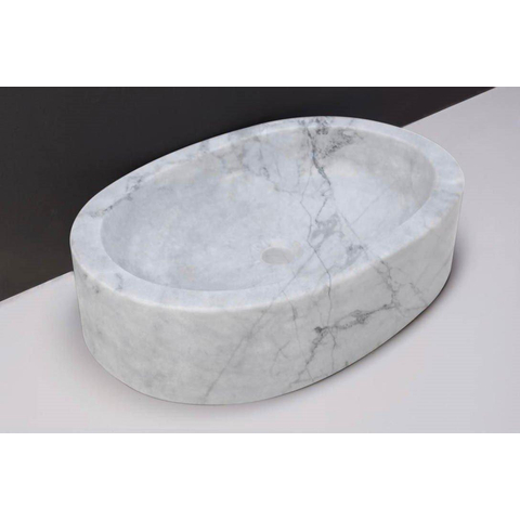 Forzalaqua Firenze waskom 50x30x12cm Ovaal Natuursteen Carrara gepolijst SW230677