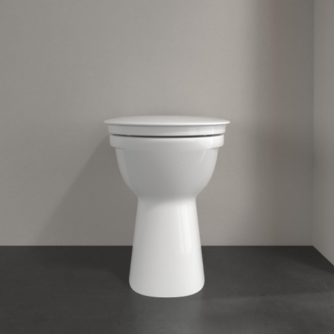 Villeroy & Boch ViCare Cuvette à poser à évacuation plate - sans rebord de rinçage - au sol - blanc Alpin brillant (blanc) SW880706