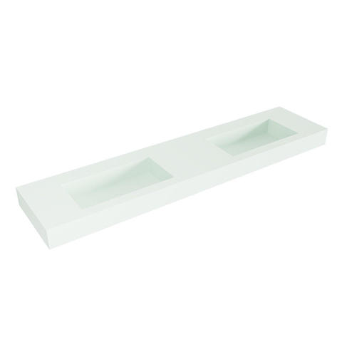 Mondiaz ZINK wastafel - 200x46x12cm - dubbele wasbak - zonder kraangat - greey (groen) SW437279
