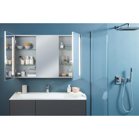 Villeroy & Boch my view 14 My View spiegelkast - met 2 deuren - met geïntegreerde LED verlichting verticaal - 120x75x17.3cm - zilver 1024982