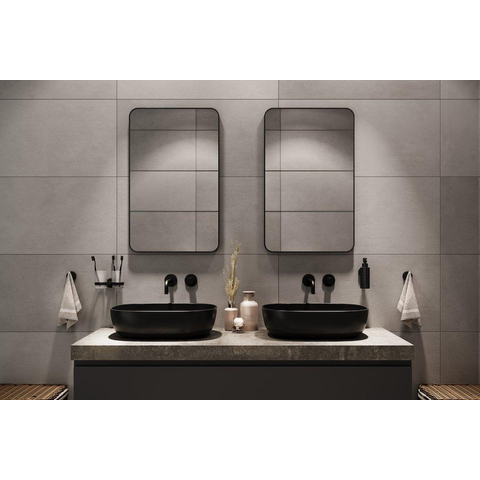 Haceka Deco spiegel – rechthoek met afgeronde hoeken – 50x80 cm – Zwart mat SW1102387