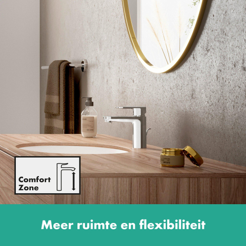 Hansgrohe Vernis Blend 1 greeps wastafelkraan 100met - trekwaste - hoogglans chroom SW651378