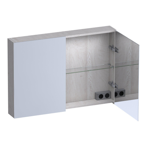 BRAUER Impress Deluxe armoire de toilette – Éclairage LED – 2 portes, portes-miroir double face – Forest Seashell SW1198956
