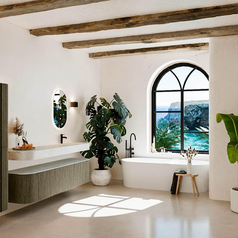 MONDIAZ THOR-DLUX Meuble de salle de bains 190cm arrondi gauche + droite couleur Shadow avec 2 tiroirs et 2 portes. Vasque suspendue CLOUD Droite 1 trou de robinet couleur Opalo. SW1466560