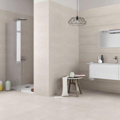 Terravito Urbano carreau mural et sol - 60x60cm - 10mm - Carré - Effet béton - Crème mat SW359682