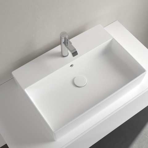 Villeroy & Boch memento 2.0 opzetwastafel - 60x42cm - met 1 kraangat - met overloop CeramicPlus - Stone White (mat wit) SW209587