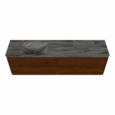 Mondiaz CIRO-DLUX Meuble de salle de bains - 180x45x50cm - Vasque solid surface Sombra - 1 lavabo à gauche - 1 trou de robinet - 4 tiroirs - Ruby SW1531982