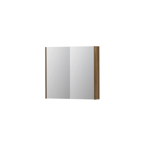 INK SPK2 armoire de toilette – 80 x 74 x 14 cm – 2 portes, portes-miroir double face – Chêne massif SW353382