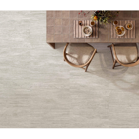 Modano Palma Cara vloer- en wandtegel - 90x90cm - 9mm - gerectificeerd - R10 - travertin - mat ivory (beige) SW1601928