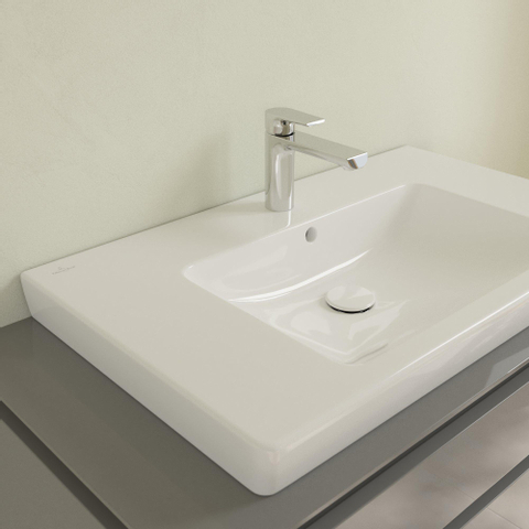Villeroy & Boch Subway 2.0 meubelwastafel - geslepen - 80x47cm - met kraangat - met overloop - White Alpine (glans wit) 1025016