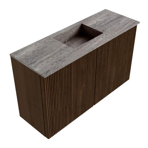 Mondiaz JOYA-DLUX 70cm toiletmeubel - kleur Walnut - Wastafel FAYE positie Midden 1 kraangat kleur Oza. SW1424557