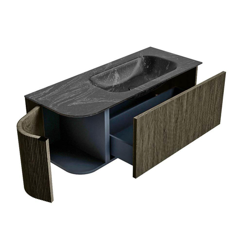 Mondiaz KURVE-DLUX Ensemble de meubles de salle de bain - 115x46x40cm - 1 tiroir - 1 porte - lavabo solid surface - droit - sans trou de robinet - Shadow SW1414653