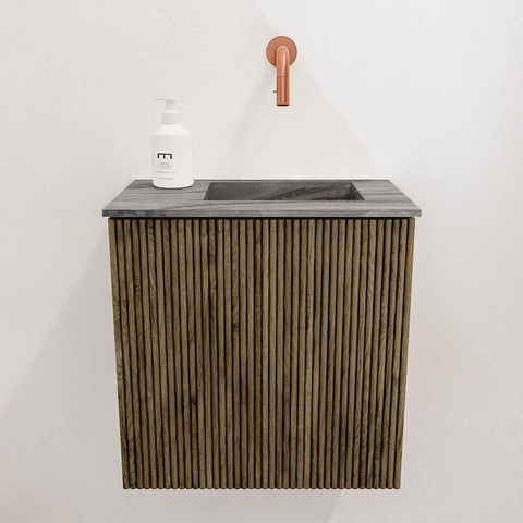 Mondiaz JOYA-DLUX 40cm toiletmeubel - kleur Dusk - Wastafel FAYE positie Rechts Zonder kraangat kleur Sombra. SW1426119