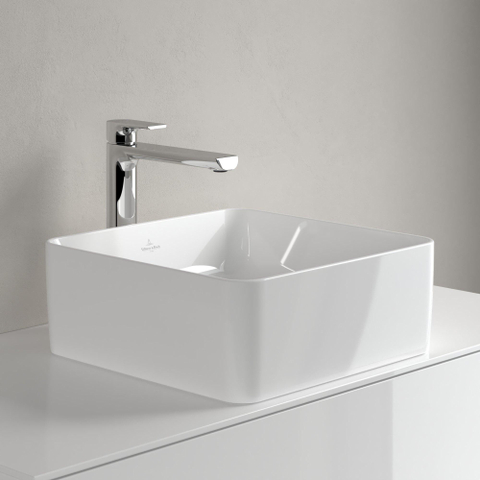 Villeroy & Boch Collaro opzetwastafel vierkant - 38x38cm - zonder overloop - zonder kraangat - White Alpine (glans wit) SW336075