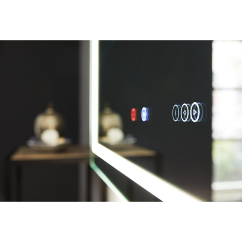 Thebalux I spiegel – 80x75 cm – directe en indirecte LED – spiegelverwarming, bluetooth-speaker – Aluminium SW716325