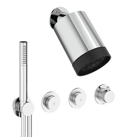 Crosswater MPRO Module ensemble de douche pluie encastré – douche de tête Ø 10 cm – douchette bâton – 3 leviers – chrome SW1472817