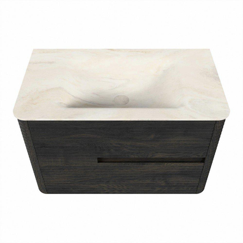 Mondiaz CIRO-DLUX Ensemble de meubles de salle de bains - 80x45x50cm - Plan-vasque solid surface Ostra - 1 vasque au milieu - 1 trou de robinet - 2 tiroirs - Shadow SW1532447