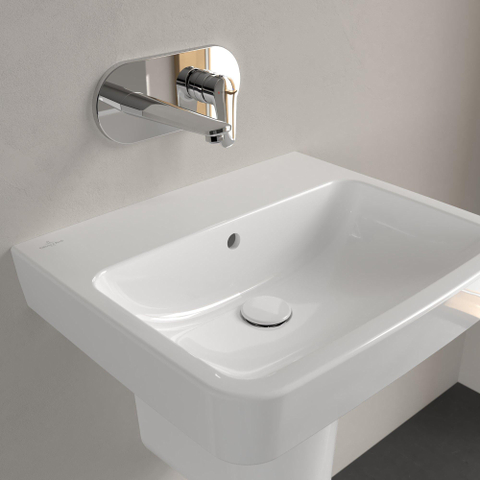 Villeroy & Boch O.novo wastafel - 55x46cm - zonder kraangat - met overloop CeramicPlus - White Alpine (glans wit) SW448367