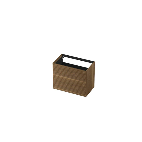 INK Wastafelonderkast - 80x45x65cm - 2 lades - push to open - horizontaal gefreesd - Eiken - Aqua SW693472