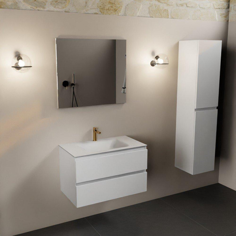 Mondiaz AIVY Ensemble de meuble - 80x45x50cm - 1 trou de robinet - 1 vasque Urban Solid surface - Centre - 2 tiroirs - sans miroir - MDF Talc SW892098