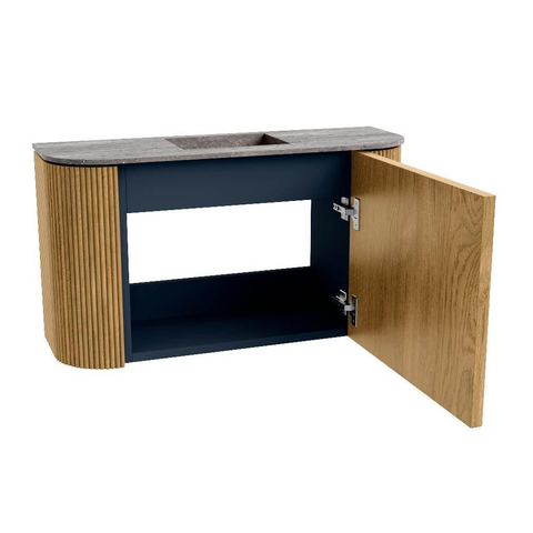 Mondiaz JOYA-DLUX 73.2cm meuble de toilettes - arrondi à gauche et à droite couleur Chêne - Lavabo FAYE position Milieu Sans trou de robinet couleur Oza. SW1424150