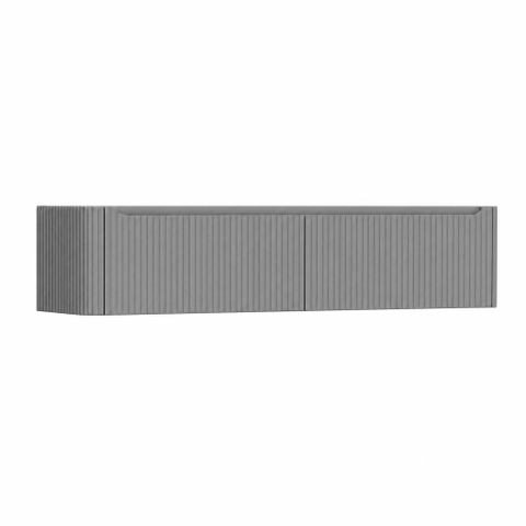H&R Badmeubelen Juice Wastafelonderkast - 180x45x40cm - linkerhoek afgerond - 3D-front - 2 lades - geïntegreerde greep - stone grey mat SW1260450