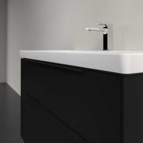 Villeroy & Boch Subway 3.0 wastafelonderkast - 100x55x45cm - met greep - 2 - softclose lades - 1 sifonuitsparing - spaanplaat - Volcano Black (zwart) SW730378