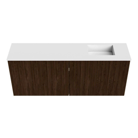Mondiaz JOYA 100cm meuble de salle de bains avec WC - couleur Walnut - Vasque FAYE position Droite Sans trou de robinet couleur Talc SW1421282