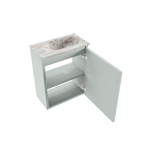 MONDIAZ TURE-DLUX Meuble de toilettes 40cm Greey. Lavabo EDEN Glace position à droite. Avec 1 trou de robinet. SW1103276