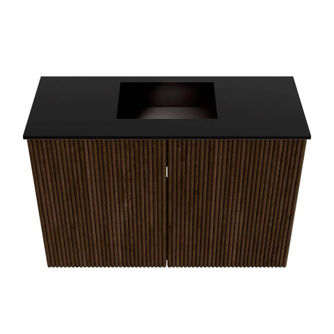 Mondiaz JOYA 60cm meuble de salle de bains WC - couleur Walnut - Vasque FAYE position Milieu 1 trou de robinet couleur Urban. SW1421359