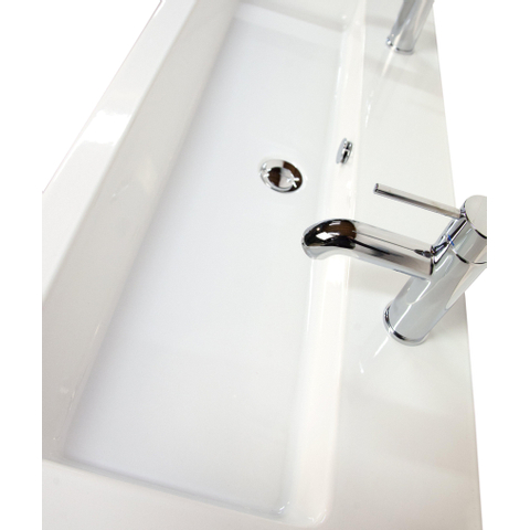 H&R Badmeubelen Djazz Wastafel - 121x45.5x4cm - 2 kraangaten - 1 wasbak - keramiek wit SW235623