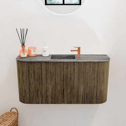 Mondiaz JOYA-DLUX 83.2cm toiletmeubel - ronding links en rechts kleur Dusk - Wastafel FAYE positie Midden 1 kraangat kleur Sombra. SW1426180