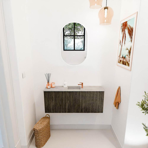 Mondiaz JOYA-DLUX 100cm toiletmeubel - kleur Shadow - Wastafel FAYE positie Midden 1 kraangat kleur Glace. SW1422776