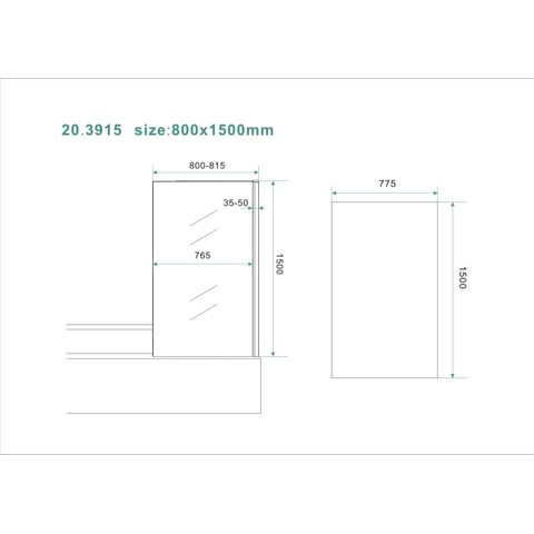 Wiesbaden Tela badwand vast 800 x 1500 x 6 mm nano helder glas - chroom profiel SW373587