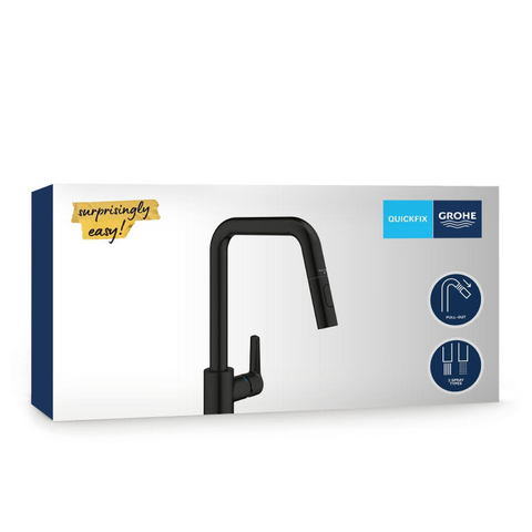 Grohe Start QuickFix Keukenkraan - met uittrekbare handdouche - met dual spray - voorsprong 22.1cm - matte black (mat zwart) SW1028176