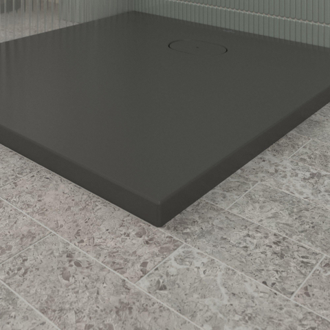 Villeroy & Boch Ecora douchebak - 90x90x3.5cm - afvoer korte zijde - anthracite (antraciet) SW1558990