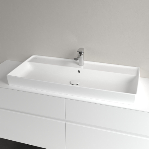 Villeroy & Boch Collaro meubelwastafel - 100x47cm - met overloop - 1 kraangat CeramicPlus - Stone White (mat wit) SW358325