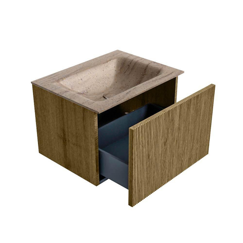 MONDIAZ KURVE-DLUX Meuble de salle de bains 60cm couleur Dusk avec 1 tiroir et 0 porte. Lavabo CLOUD Centre sans trou de robinet Saba. SW1433310