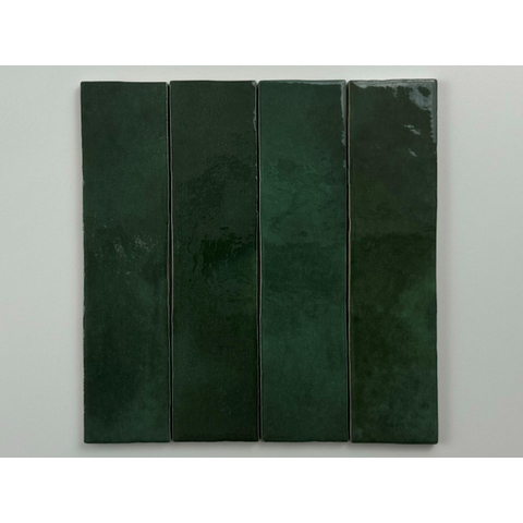 ÉCHANTILLON Terravito Mellina Carreau mural en céramique - 6x24,6cm - 8mm - Vert foncé SW1441123