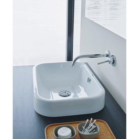 Duravit Happy D.2 Opzetwastafel - 60x40cm - zonder kraangat - met overloop - glans wit SW68369