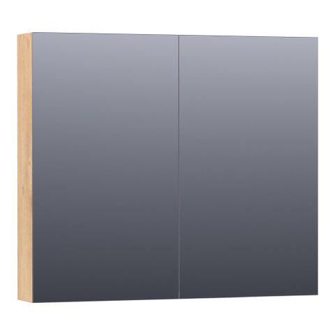 Saniclass Plain Spiegelkast - 80x70x15cm - 2 links/rechtsdraaiende spiegeldeuren - MFC - nomad SW392901