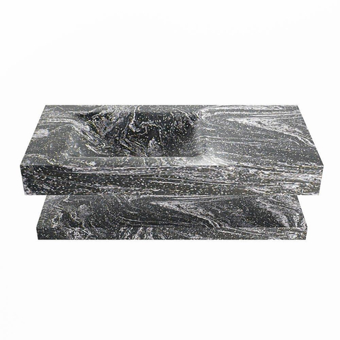 Mondiaz ALAN-DLUX Ensemble de meuble - 100cm - meuble Lava mat - 0 tiroirs - Lavabo Cloud Lava suspendu - vasque Gauche - 1 trou de robinet SW809221