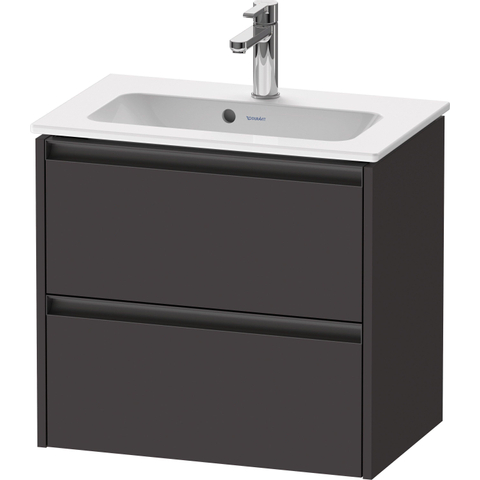 Duravit Ketho.2 Wastafelonderbouwkast - met 2 laden - 61x39x54.9cm - met grepen antraciet - grafiet supermat SW773103