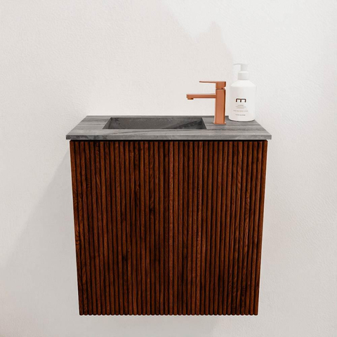 Mondiaz JOYA-DLUX 40cm toiletmeubel - kleur Ruby - Wastafel FAYE positie Links 1 kraangat kleur Sombra. SW1425654