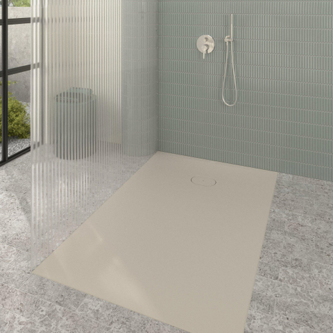 Villeroy & Boch Ecora douchebak - 150x100x3.5cm - afvoer korte zijde - almond (beige) SW1558940