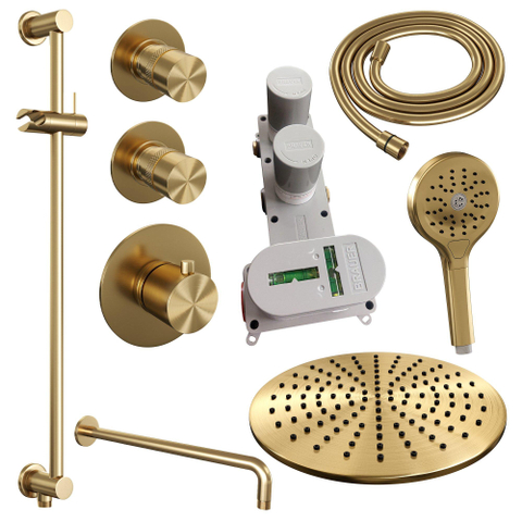BRAUER Gold Edition inbouw regendoucheset – Ø30 cm hoofddouche – 40 cm gebogen wandarm – ronde handdouche – glijstang 70 cm SW547675
