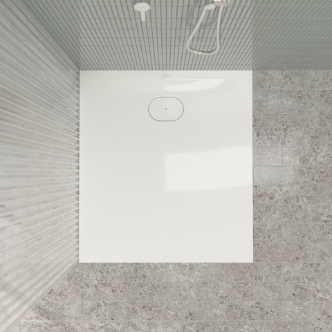 Villeroy & Boch Ecora douchebak - 100x90x3.5cm - afvoer korte zijde - white alpine (wit) SW1558916