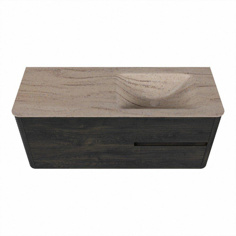 Mondiaz CIRO-DLUX Badkamermeubelset - 120x45x50cm - Solid surface wastafel Saba - 1 wasbak Rechts - zonder kraangaten - 2 lades - Shadow SW1532696