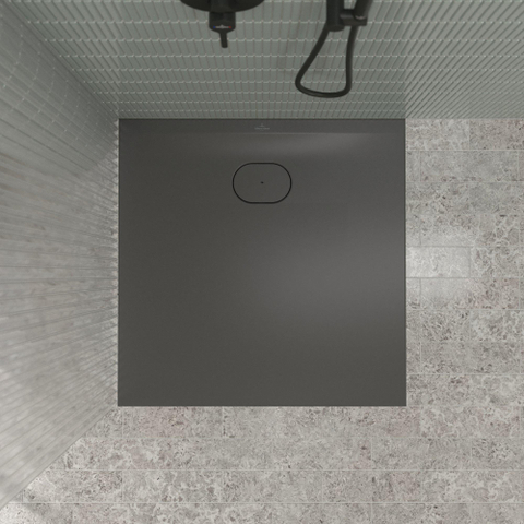 Villeroy & Boch Ecora douchebak - 90x90x3.5cm - afvoer korte zijde - anthracite (antraciet) SW1558990